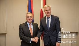 Zohrab Mnatsakanyan met with Artis Pabriks, Deputy Prime Minister and  Minister of Defence of Latvia