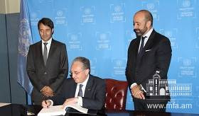 Ceremony of signature of documents by Foreign Minister Zohrab Mnatsakanyan on the sidelines of the UN General Assembly
