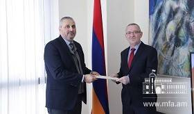 The newly appointed Ambassador of the Republic of Slovenia presented the copy of his credentials to the Deputy Foreign Minister of Armenia.