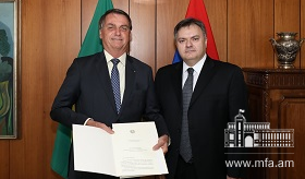 Դեսպան Հակոբյանն իր հավատարմագրերը հանձնեց Բրազիլիայի Դաշնային Հանրապետության նախագահին