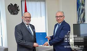 The newly appointed Ambassador of Israel presented the copy of his credentials to the Deputy Foreign Minister of Armenia
