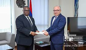 The newly appointed Ambassador of Benin presented the copy of his credentials to the Deputy Foreign Minister of Armenia