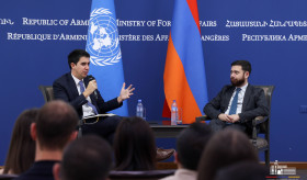 Meeting of the Deputy Foreign Minister Vahan Kostanyan and  Assistant Secretary-General for Youth Affairs Felipe Paullier with Armenian youth representatives