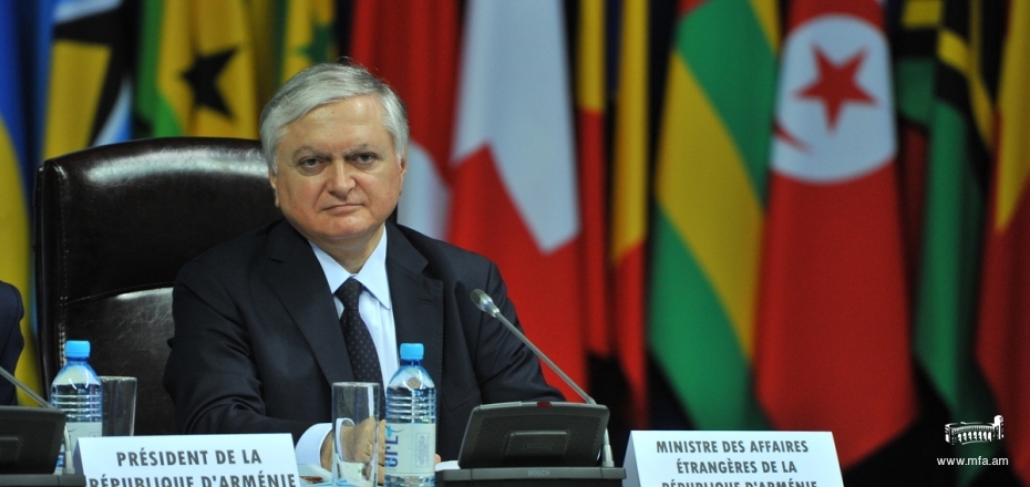 Foreign Minister Edward Nalbandian delivered a speech at the Plenary Session of Foreign Ministers of the International Organization of La Francophonie