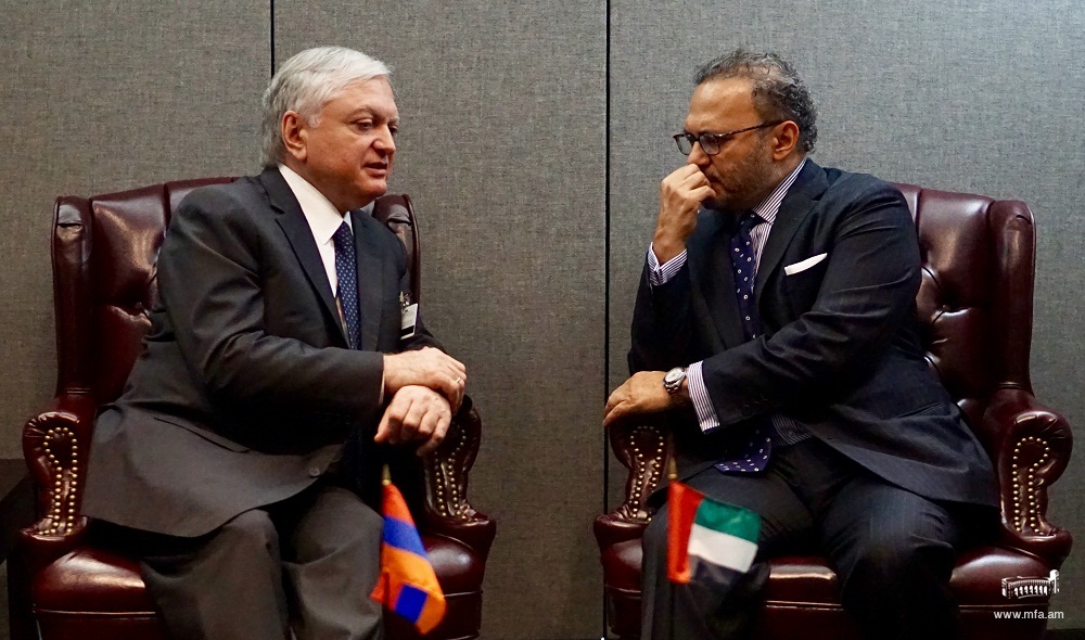 Министр иностранных дел Армении встретился с государственным министром иностранных дел Объединенных Арабских Эмиратов